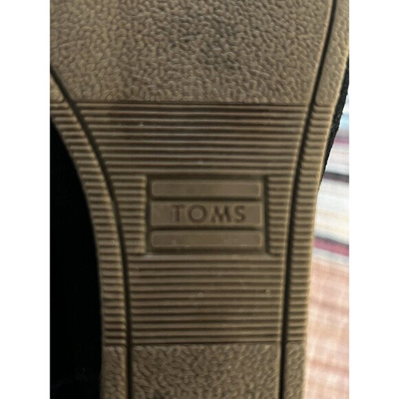 Toms Black Suede Booties Pull On Heeled Ankle Boots Shoes Size 7 Kelsey - Picture 9 of 10